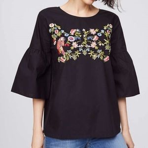 NWT Loft Black Parrot Jungle Sleeve Top